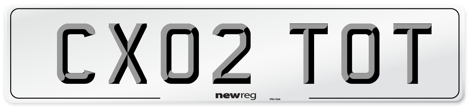 CX02 TOT Number Plate from New Reg